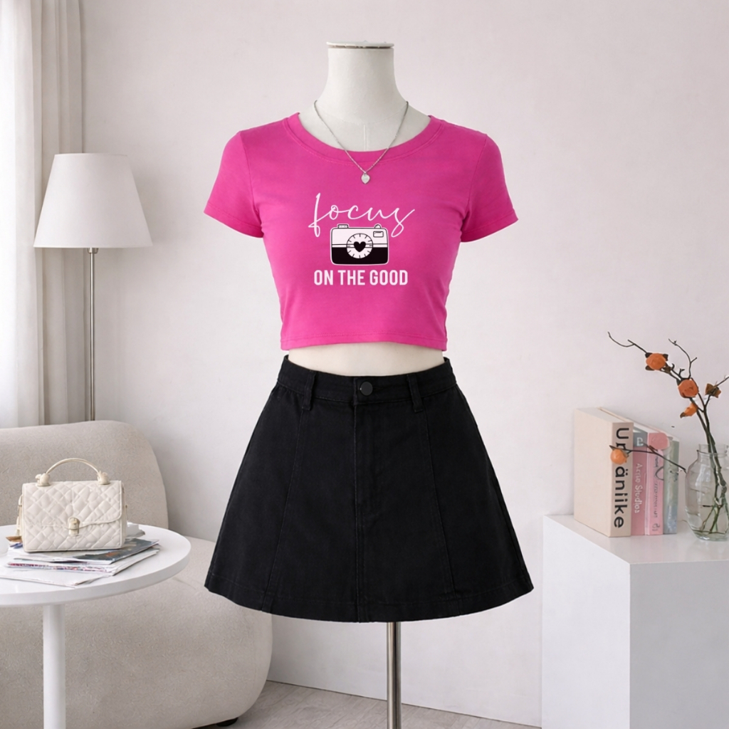 Áo croptop nữ hình máy ảnh chữ focus on the good dáng ôm chất thun cotton local brand WETEE - WC1160_thumbnail_1