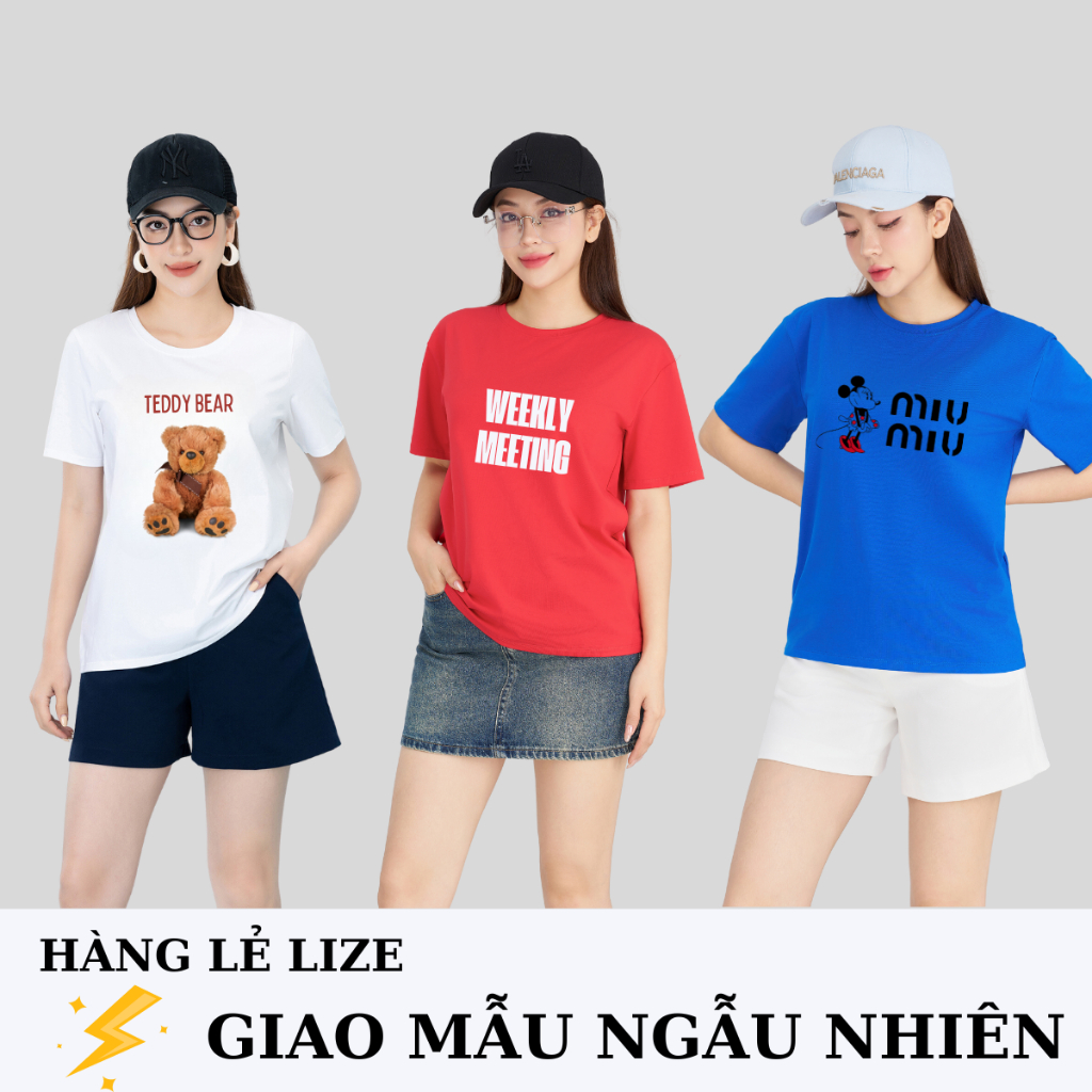 [Form Rộng] Áo thun nữ in hình lẻ size GIAO MẪU NGẪU NHIÊN Loza XA013