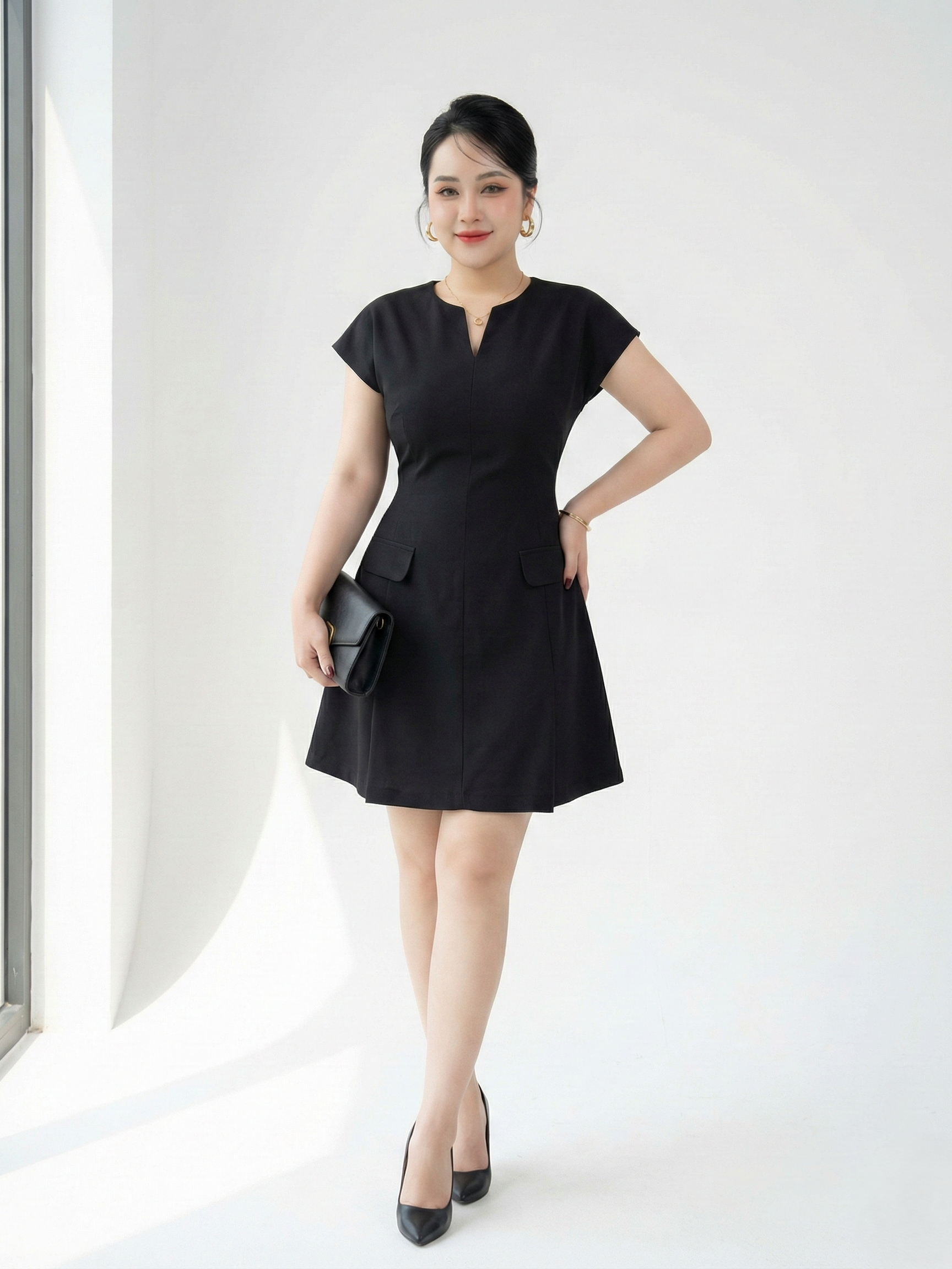 BIGSIZE - Đầm dáng A xẻ ngực kiểu bigsize DA179 dành cho nàng béo_thumbnail_3