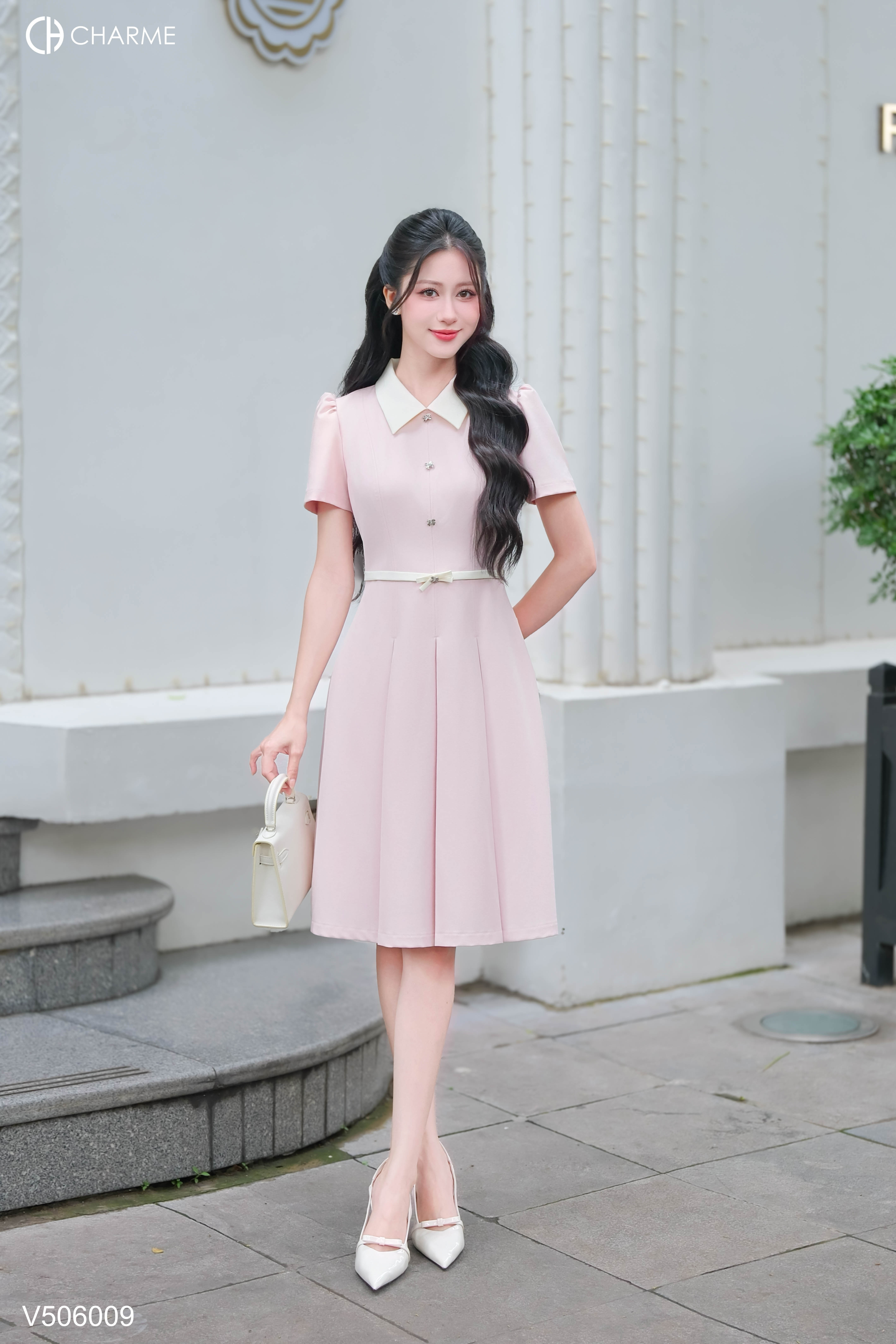 Váy liền phối cổ V nơ eo_thumbnail_7