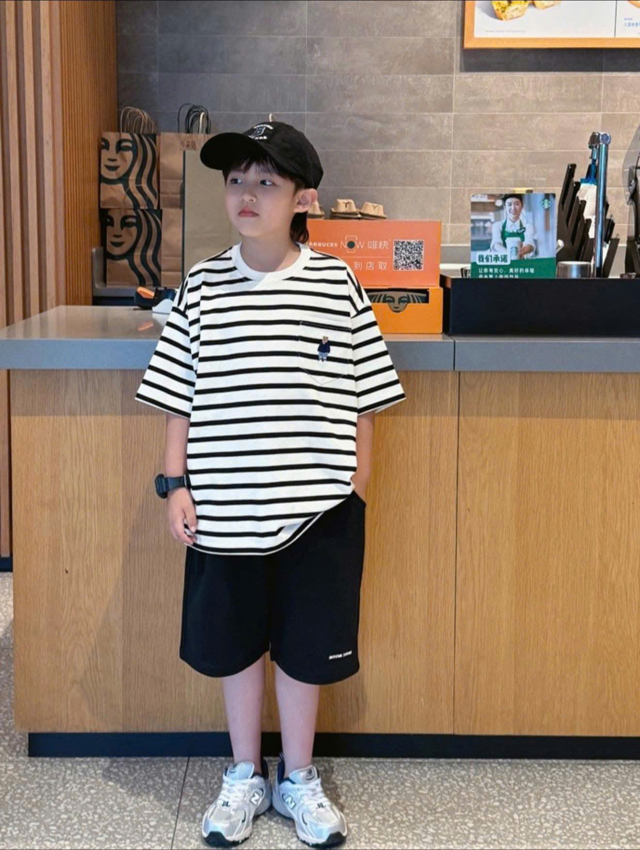 Set áo gấu sọc + quần short bé_thumbnail_0