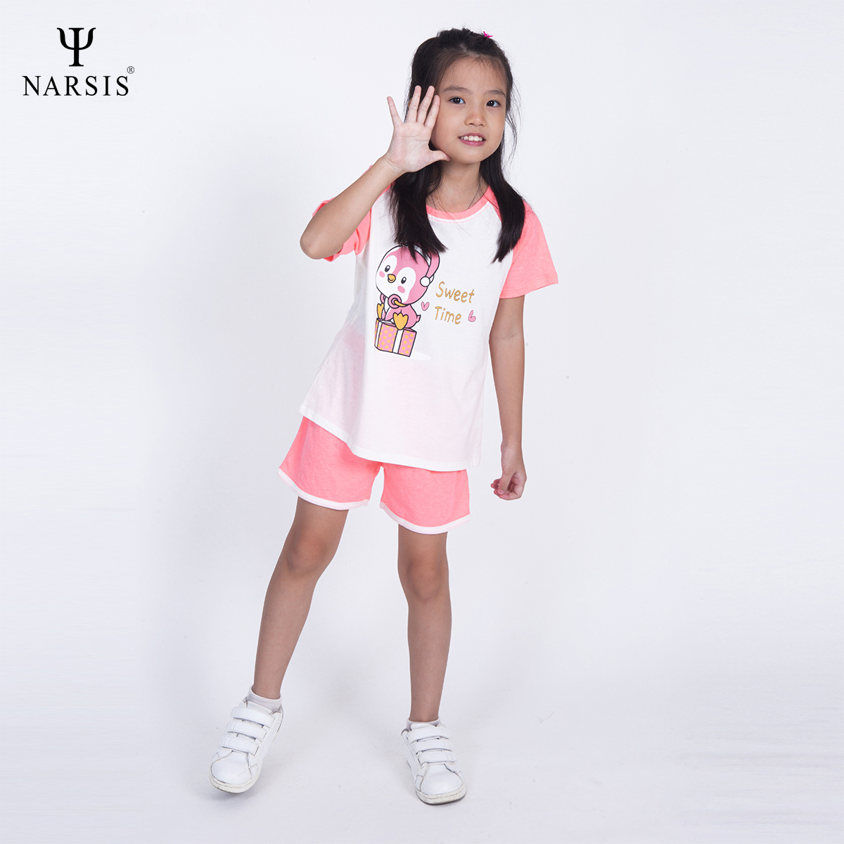 BỘ HÈ BÉ GÁI KM1016 NARSIS CHẤT LIỆU THOÁNG MÁT, DỄ CHỊU, THOẢI MÁI CẢ NGÀY, DỄ VẬN ĐỘNG_thumbnail_3