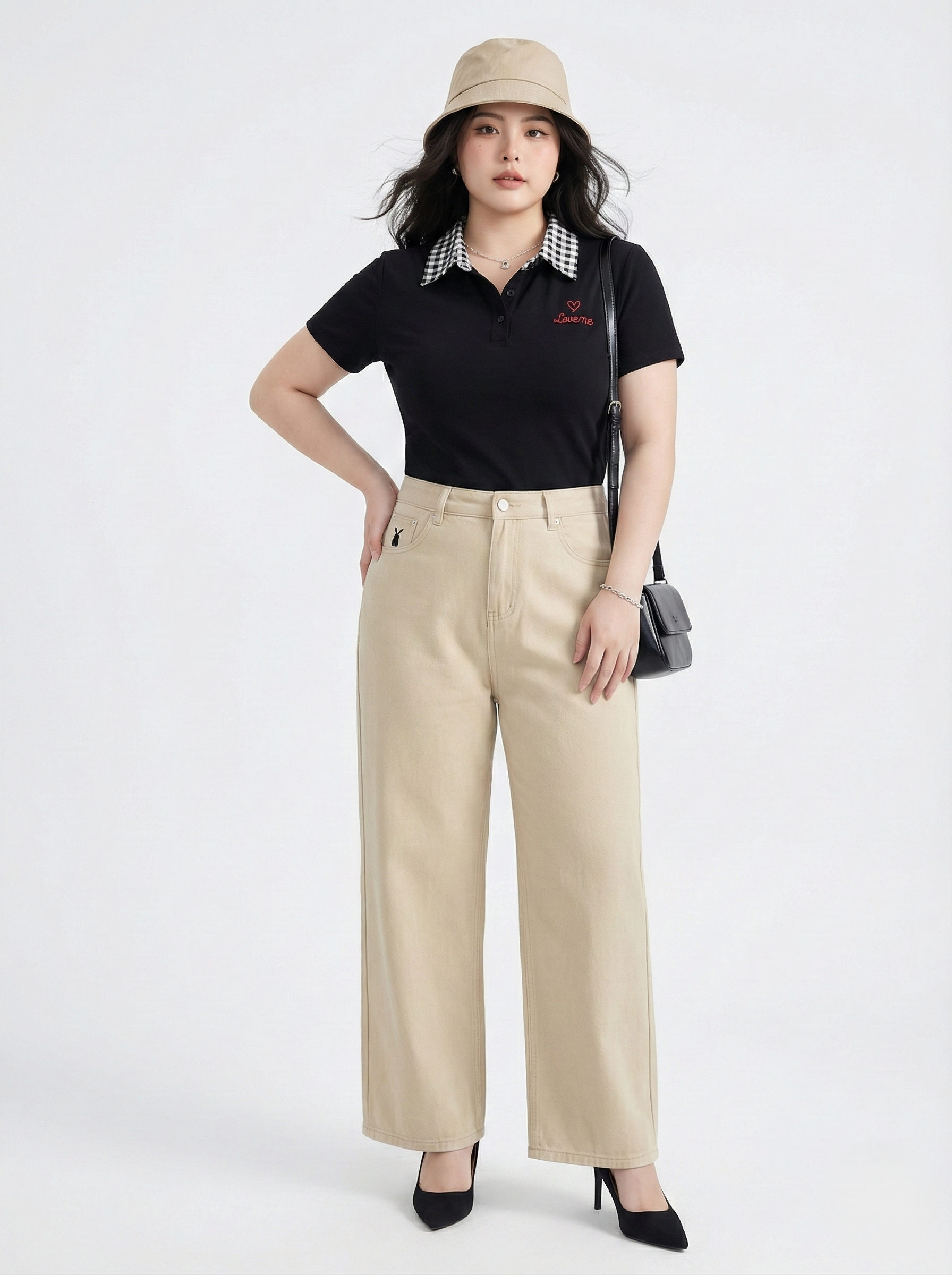 BIGSIZE NỮ - Quần suông thêu thỏ PlayBoy T- QJ5045