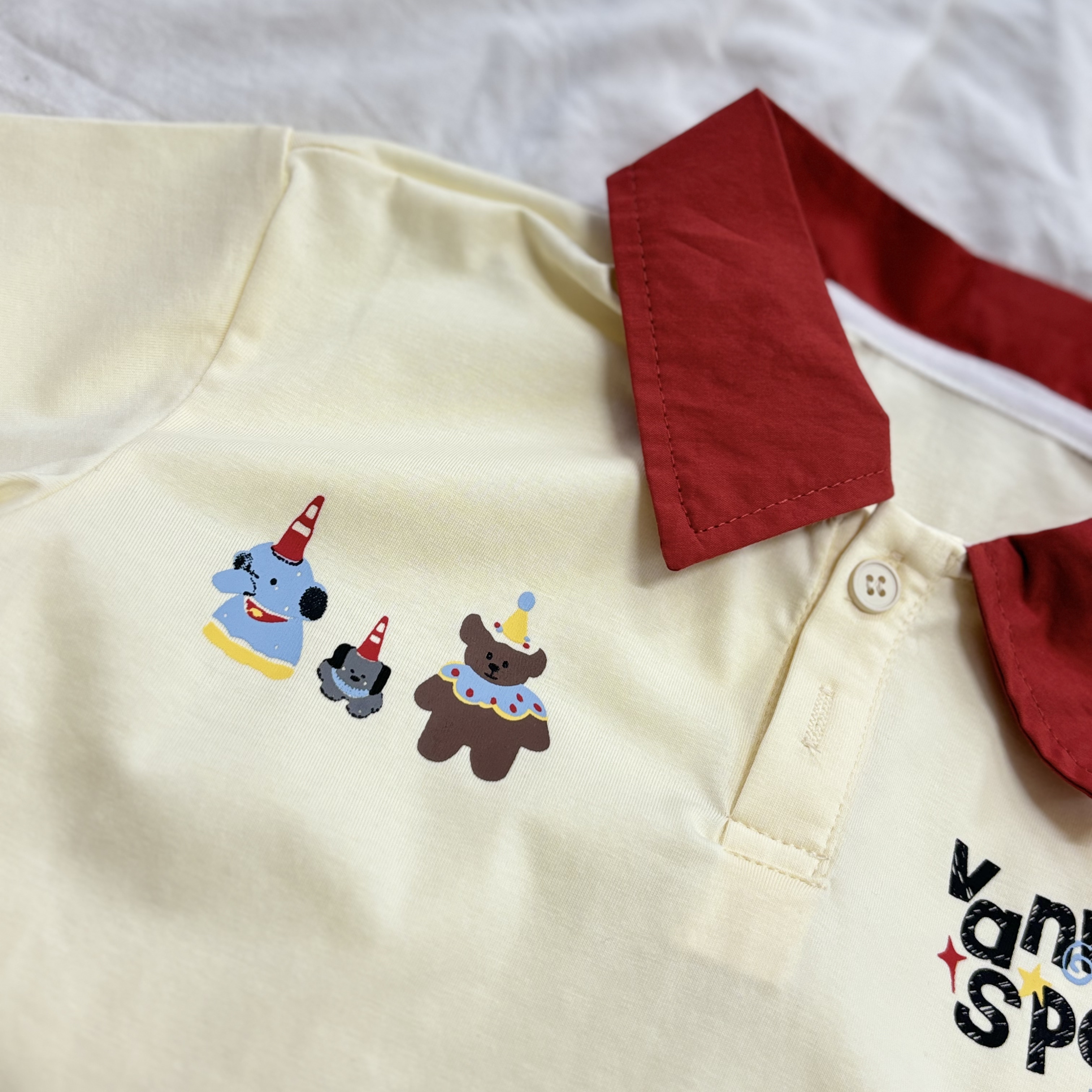 (A28)  Áo thun cổ bẻ màu kem thời trang bé trai hè 2025 QCCC_thumbnail_2