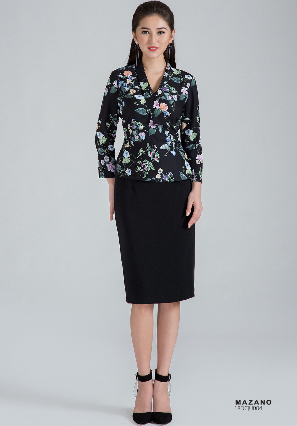 Chân váy Juyp vải Tuytxi màu đen công sở