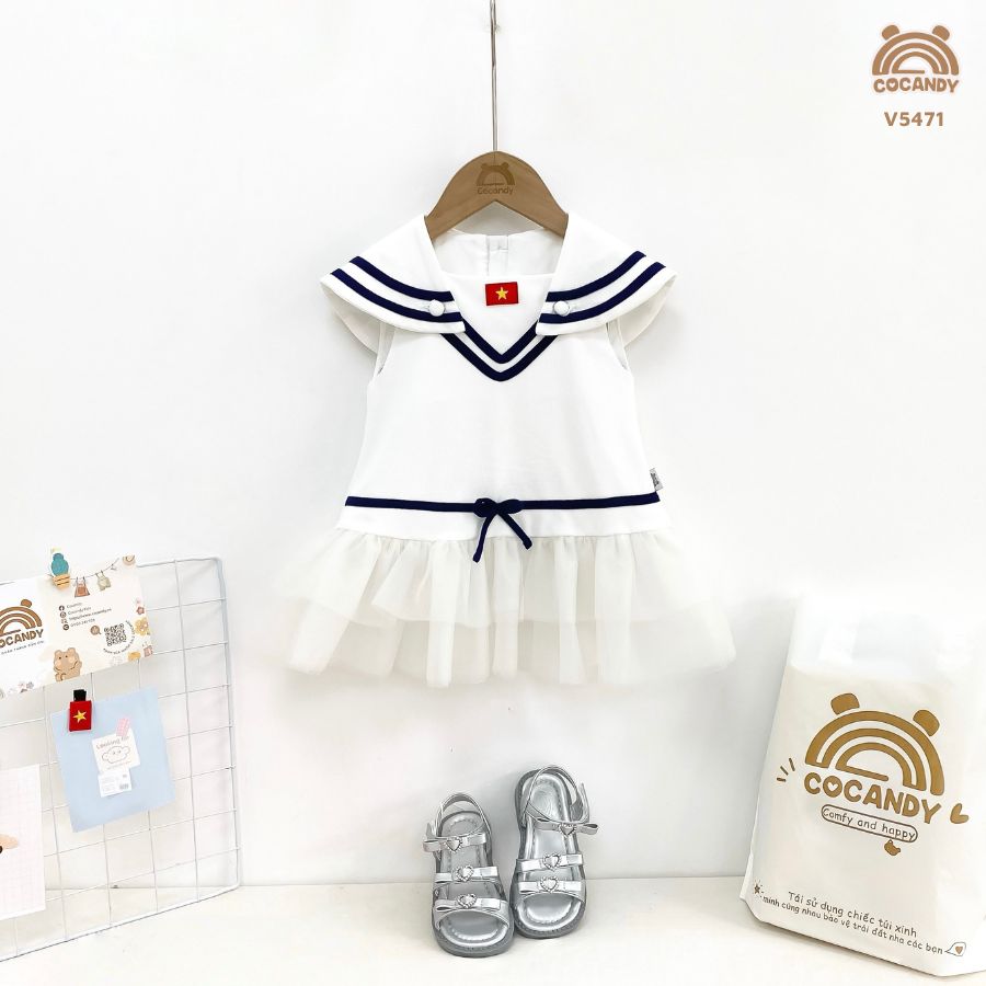 Váy cộc TRẮNG thủy thủ phối voan lưới