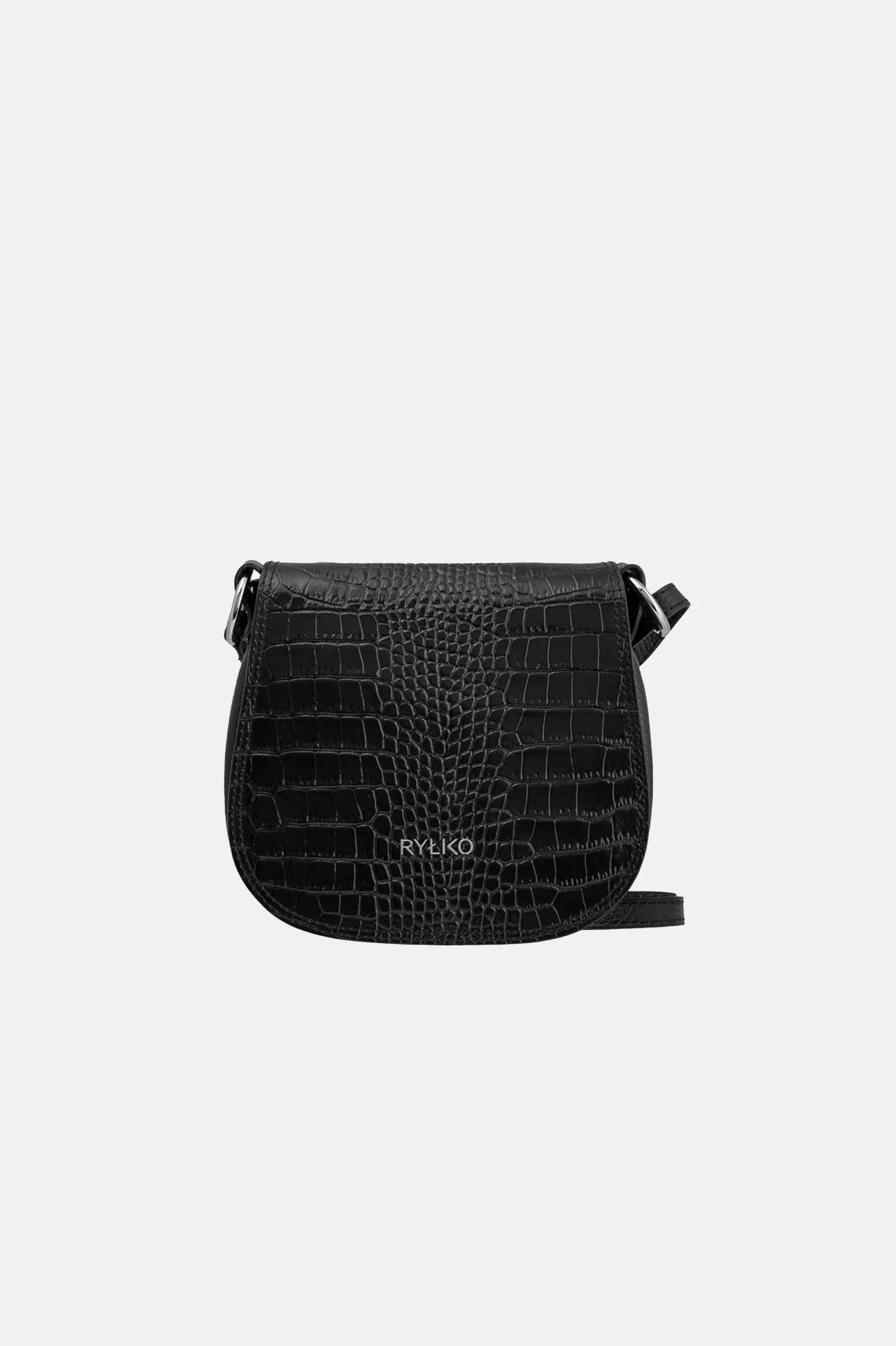 Black Crossbody Bag with Snake-Effect Texture