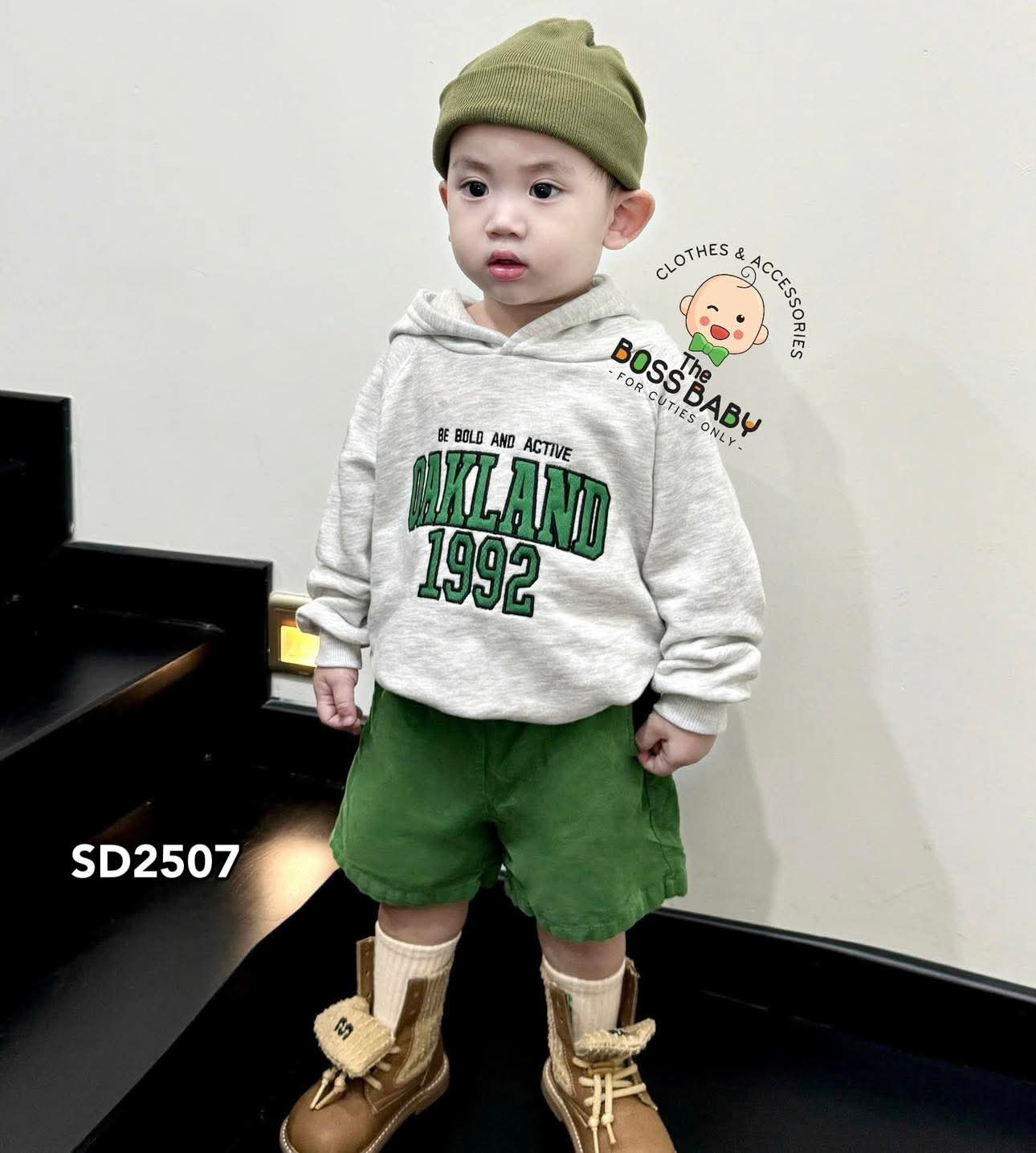 Set bộ nỉ mũ quần kaki xanh ghi OAKLAND