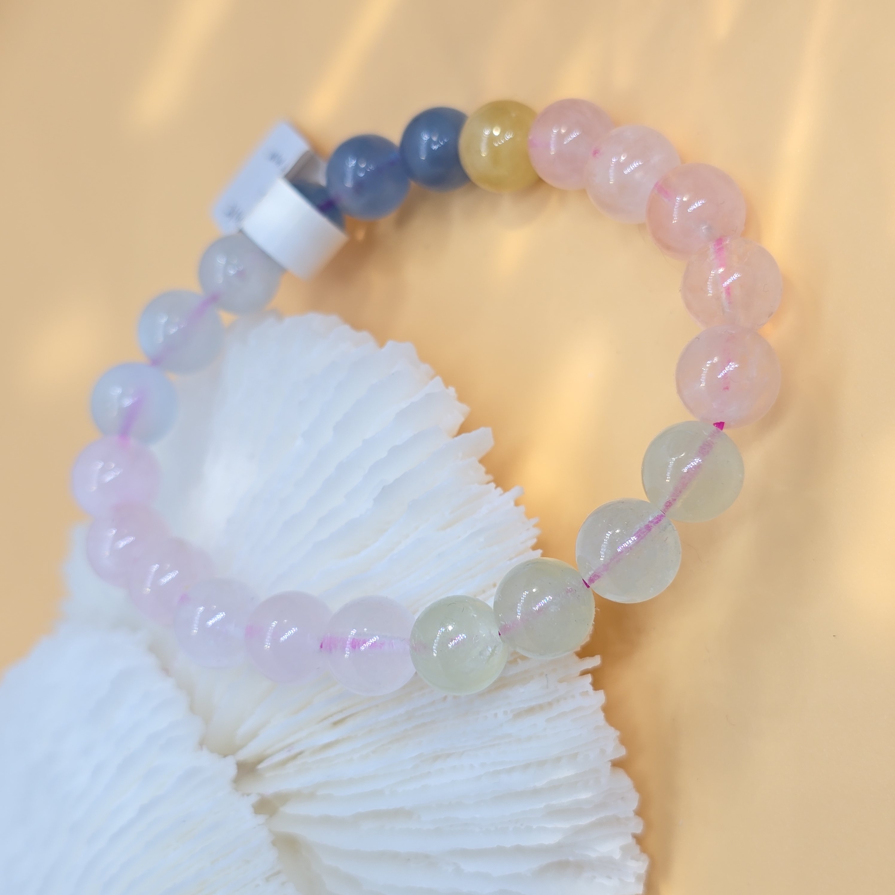 Vòng Đá Beryl Đa Sắc (Morganite + Aquamarine + Heliodor)