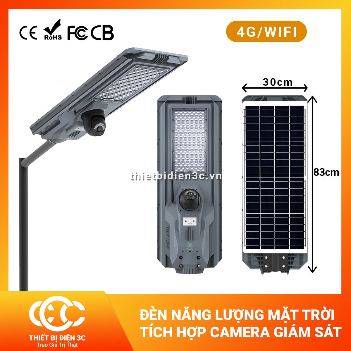 Đèn Năng Lượng Mặt Trời Tích Hợp Camera 3C