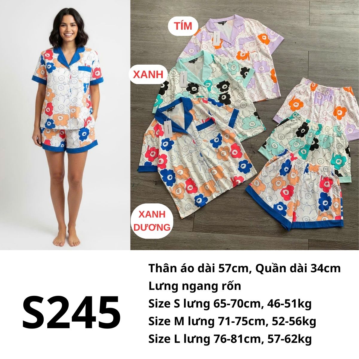 S245 SÉT BỘ PIZAMA NGẮN