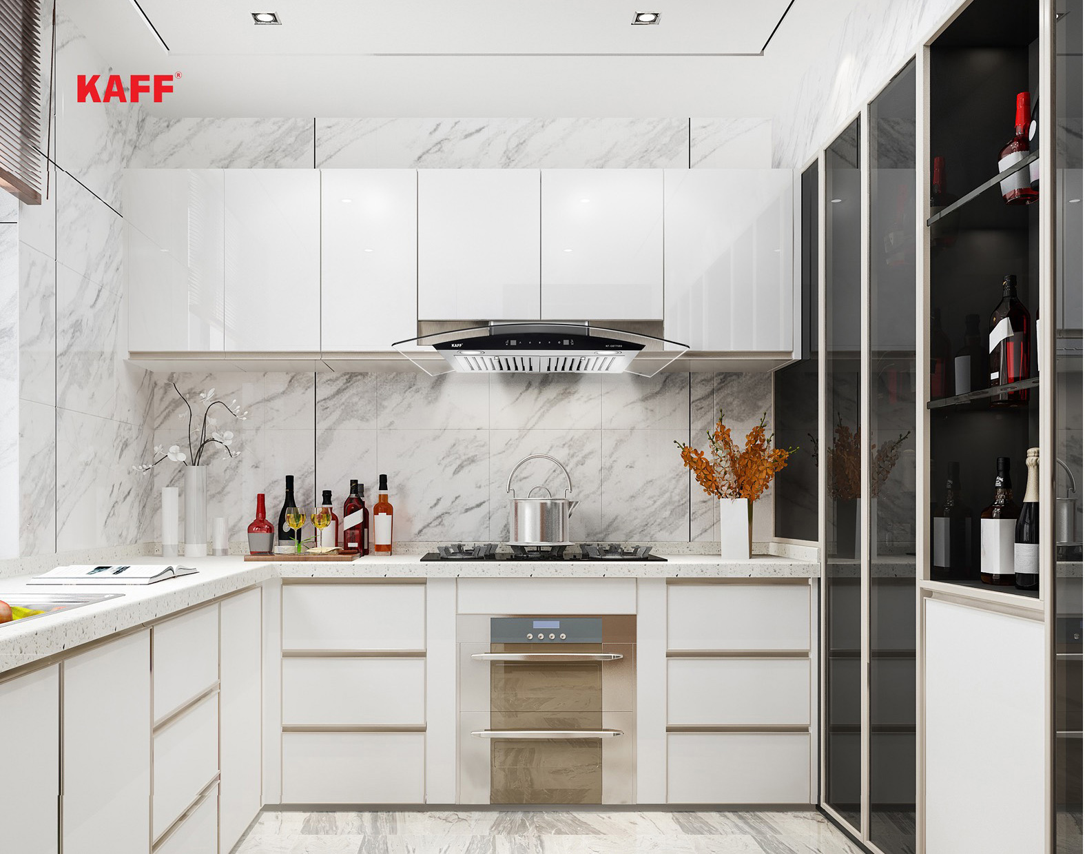 Hình ảnh lắp đặt hoàn thiện máy hút mùi Kaff KF-GBT7069