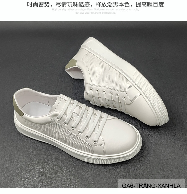 GA6 - Giày Sneaker Nam Da Bò Phong Cách Hàn, Đế Bằng Thoáng Khí, Màu Trắng Xanh Lá Đen_thumbnail_16