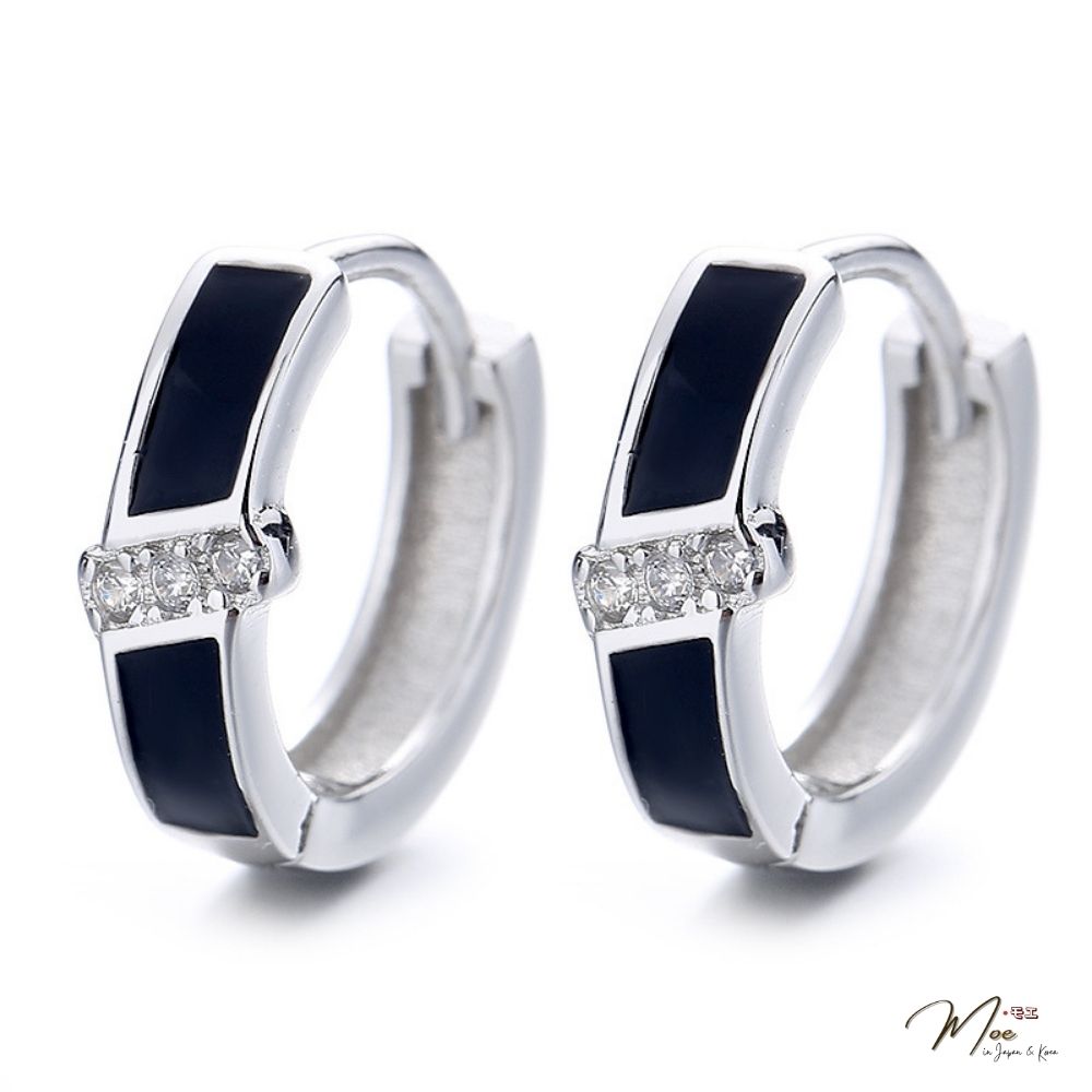 K218 - Khuyên tai bấm đen dải đá chéo_thumbnail_1