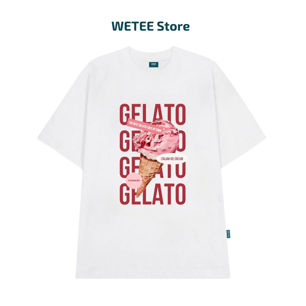 Áo thun unisex UX30-1170 GELATO hình kem hồng dáng oversized local brand WETEE_thumbnail_1