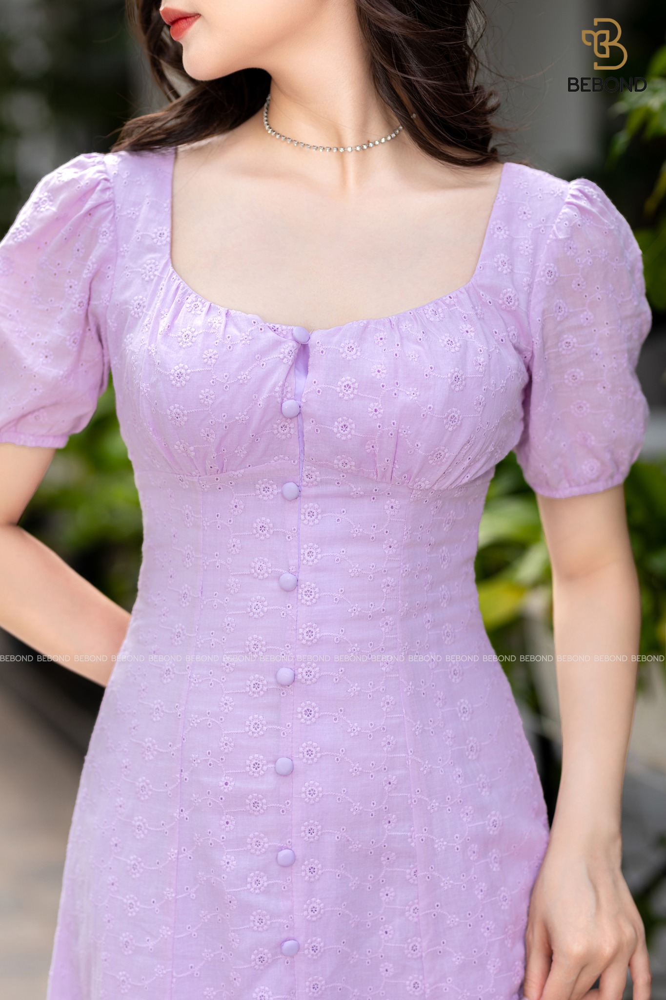 Đầm cổ thang nhún ngực tay chun- RYE_thumbnail_2