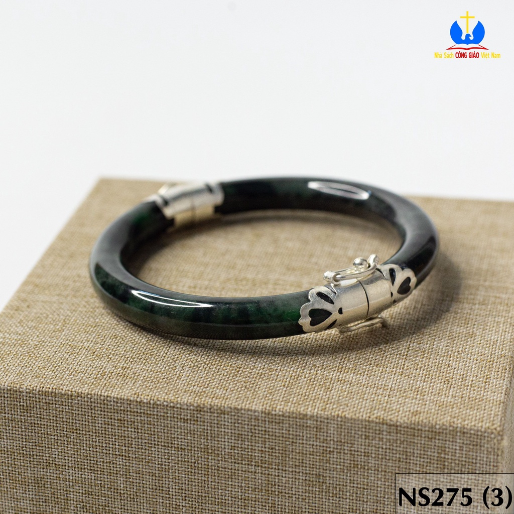 Vòng tay đá Ngọc Bích bọc bạc ta TS0274 - Món quà ý nghĩa cho mẹ và bà_thumbnail_4