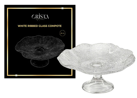 Đĩa thủy tinh cao cấp CRISTA HOME chân bồng vân lưới size 29 cm_thumbnail_3