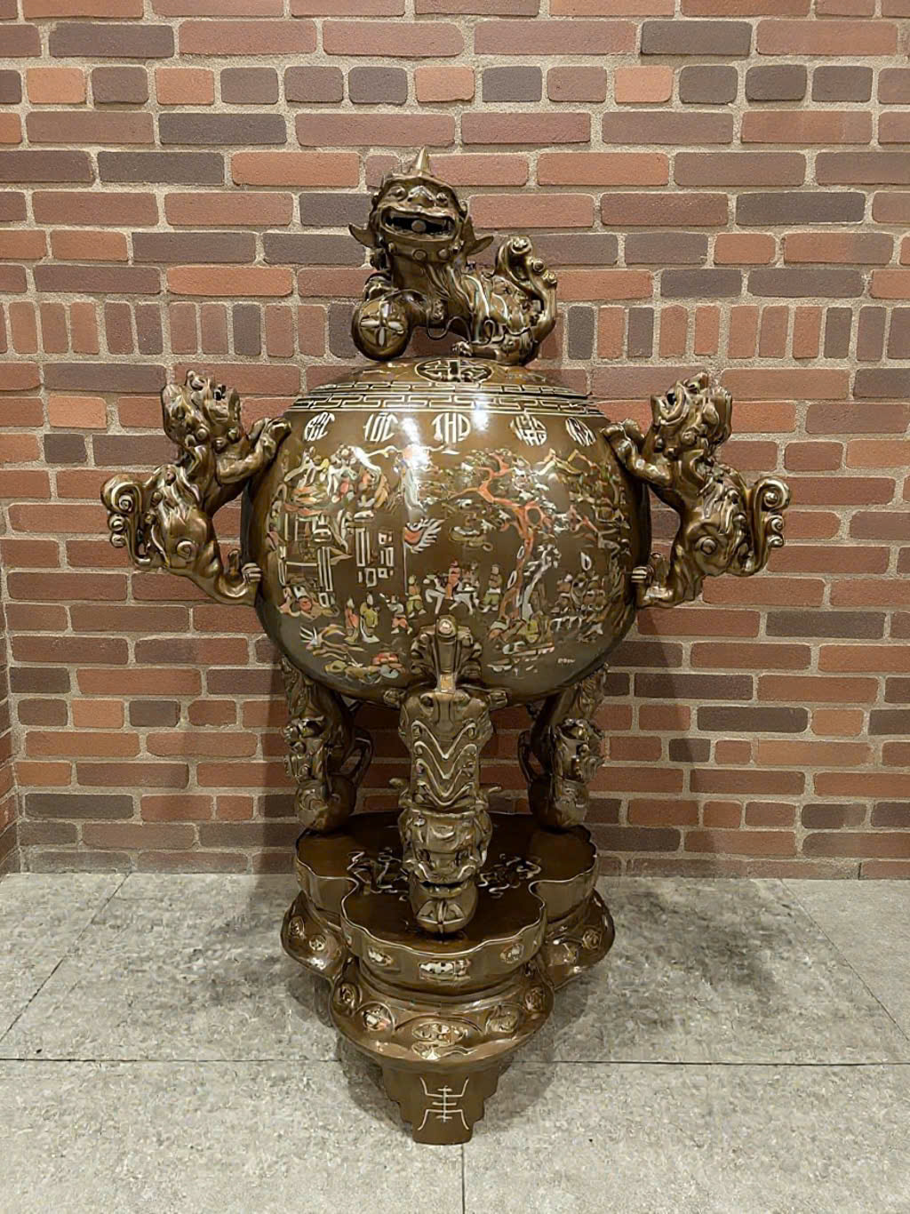 Đỉnh thất lân  khảm tam khí đúc đồng đồng đỏ cao 1m1_thumbnail_1