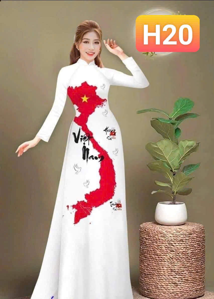 BỘ H20 Quần ĐEN ÁO DÀI SAO VÀNG BẢN ĐỒ ÁO TRẮNG QUẦN Đen