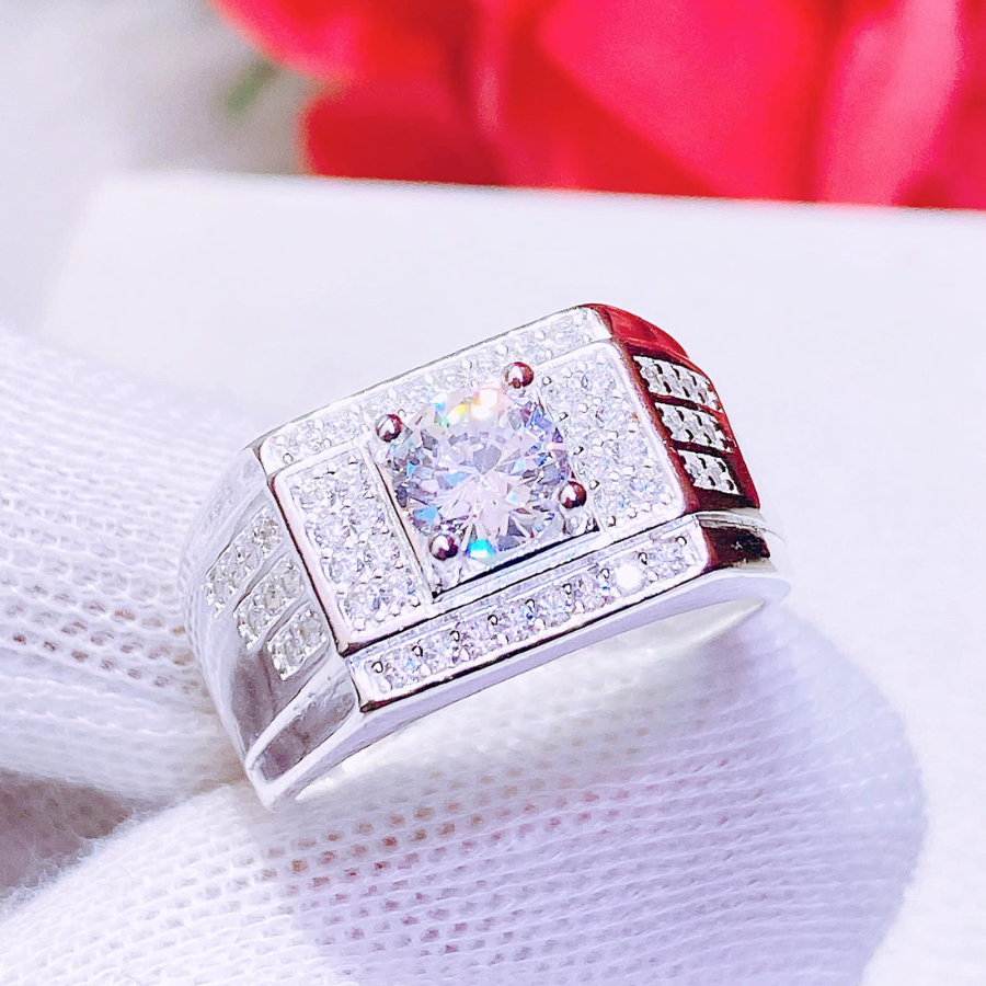 NN35 - Nhẫn nam đá chủ viền vuông dải đá_thumbnail_1