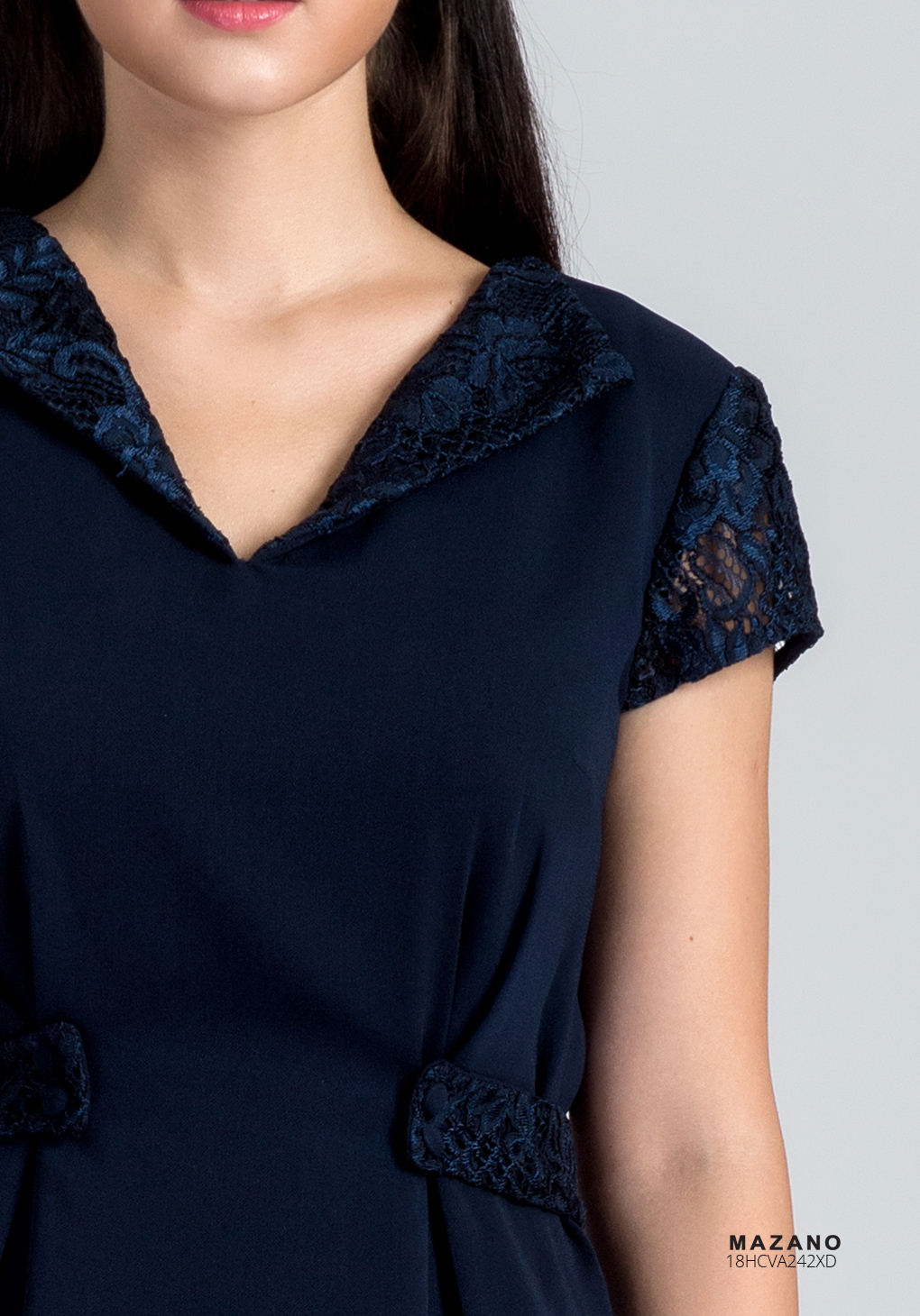 Váy xanh phối đai eo cổ V_thumbnail_4