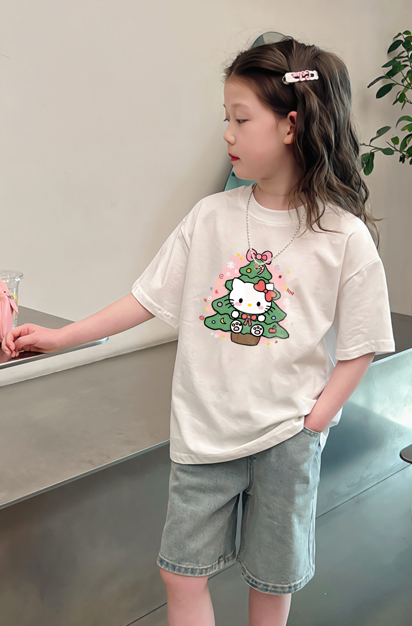 Áo thun bé gái giáng sinh noel from rộng chất vải cotton thoáng mát AED1709 Miucho Kid in artwork_thumbnail_3