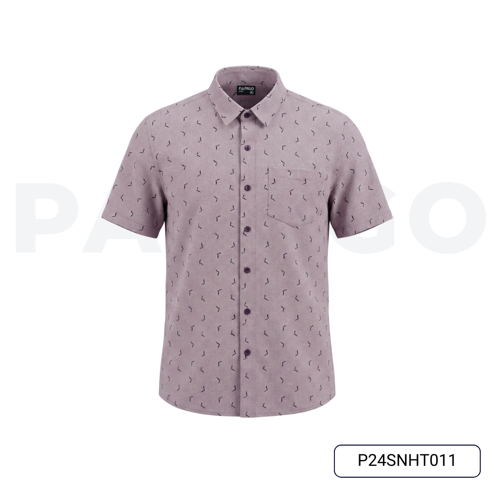 Áo sơ mi Trung niên lai bầu vải xô đũi in họa tiết đơn giản - P24SNHT011_thumbnail_9