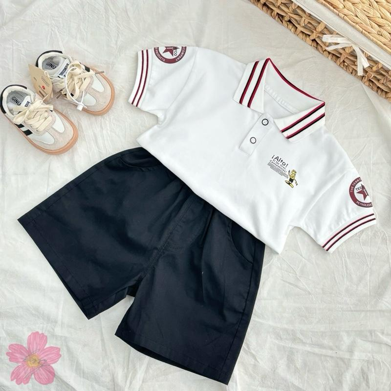 (A5) Áo Polo Mềm cổ kẻ Họa Tiết Siêu Đáng Yêu Phong Cách Hàn Quốc Cho Bé Trai Mẫu Mới Xuân Hè QCCC 2025_thumbnail_0