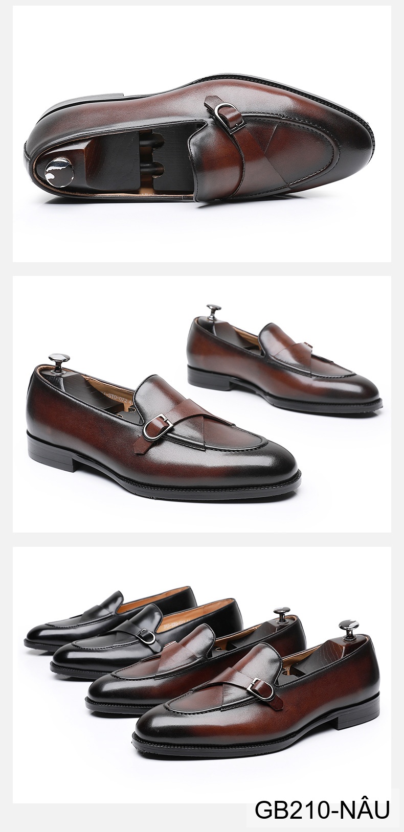 GB210 - Giày Loafer Nam Da Bò Pháp Phong Cách Anh Quốc Đế Cao Su Thoáng Khí_thumbnail_13