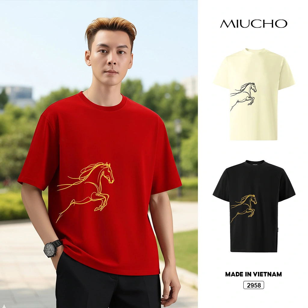 Áo thun nam form rộng Tết Miucho Iconic chất vải thoáng mát trẻ trung in artwork 2958