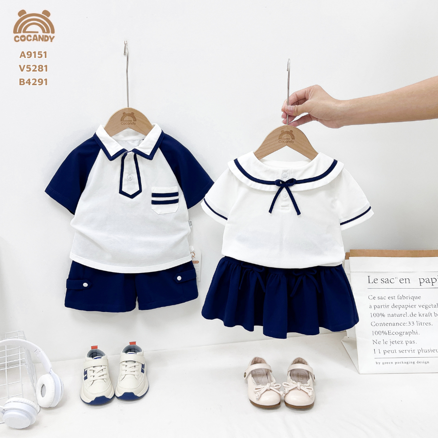 Bộ cộc TRẮNG phối xanh than giả cổ cà vạt_thumbnail_4