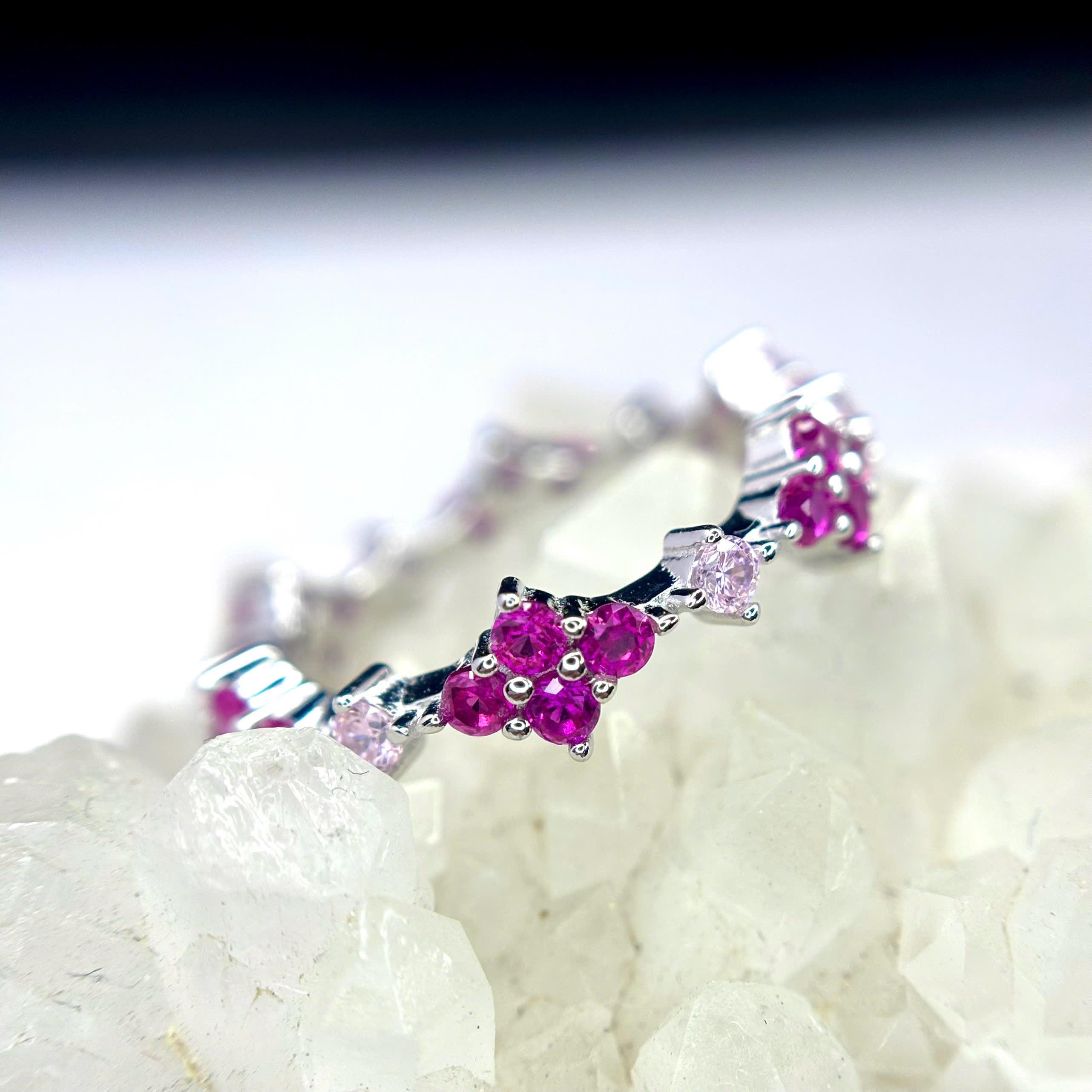 Nhẫn bạc xi bạch kim hoa hồng size 6