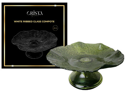 Đĩa thủy tinh cao cấp CRISTA HOME chân bồng vân lưới size 29 cm_thumbnail_17