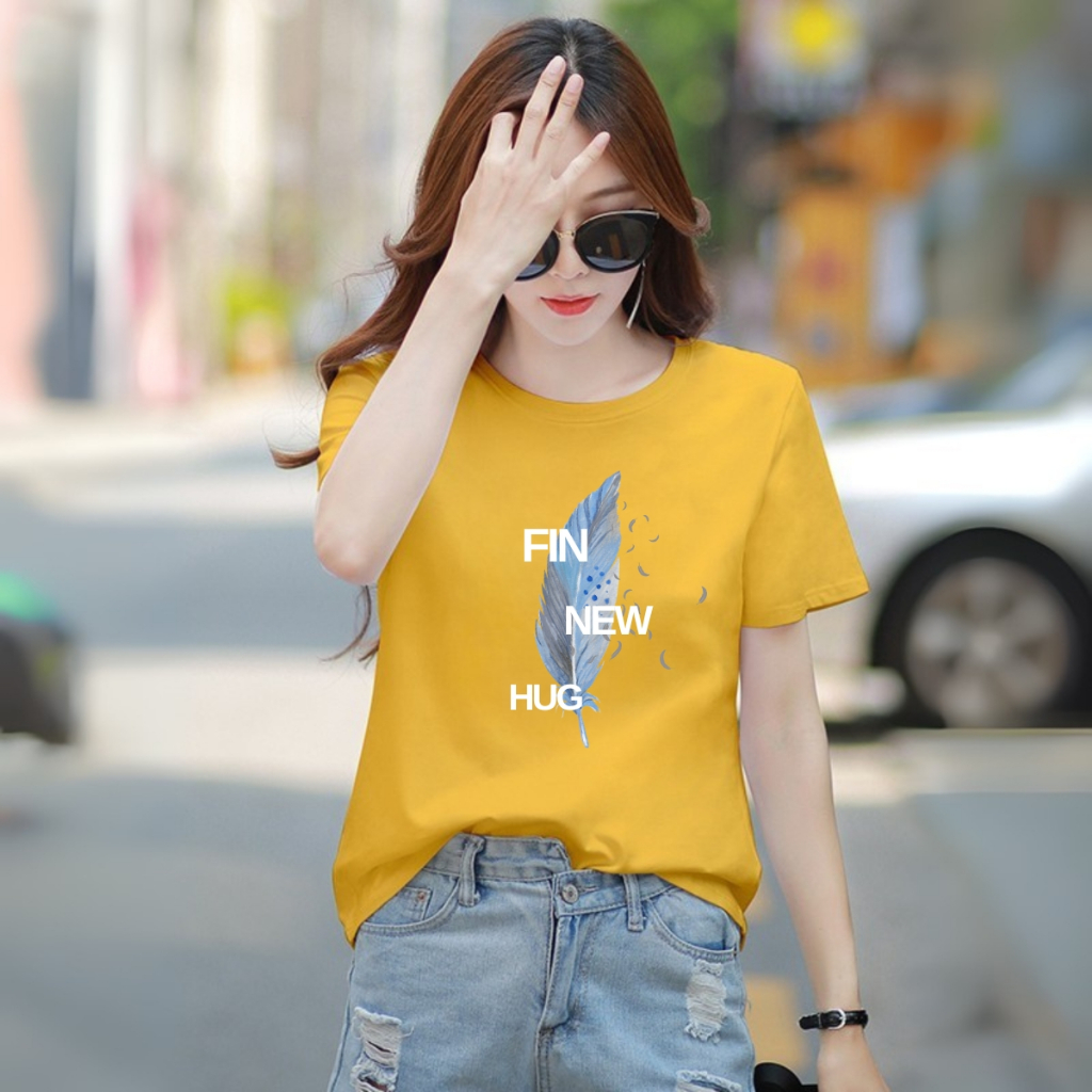 [Form Rộng] Áo thun nữ in hình 'Lông vũ Fin New Hug' - Loza RT8342