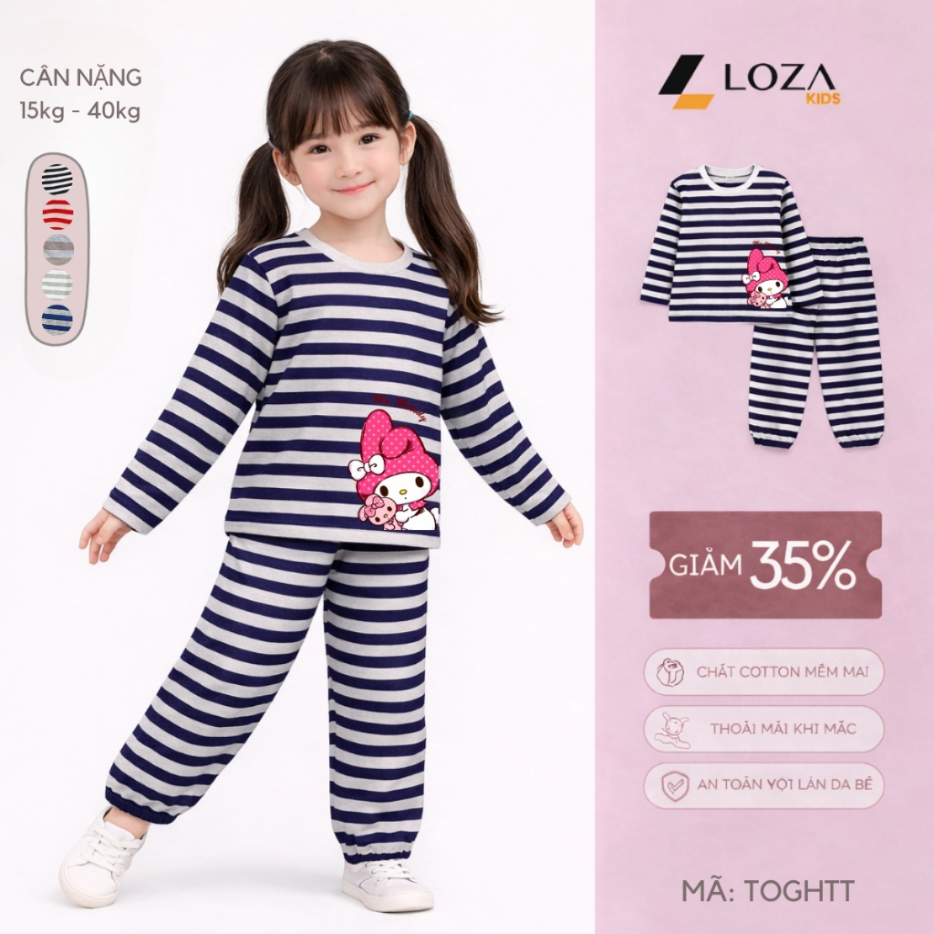 Bộ Thu - Đông kẻ bé gái hình Melody - Loza Kids TK571-572_thumbnail_6