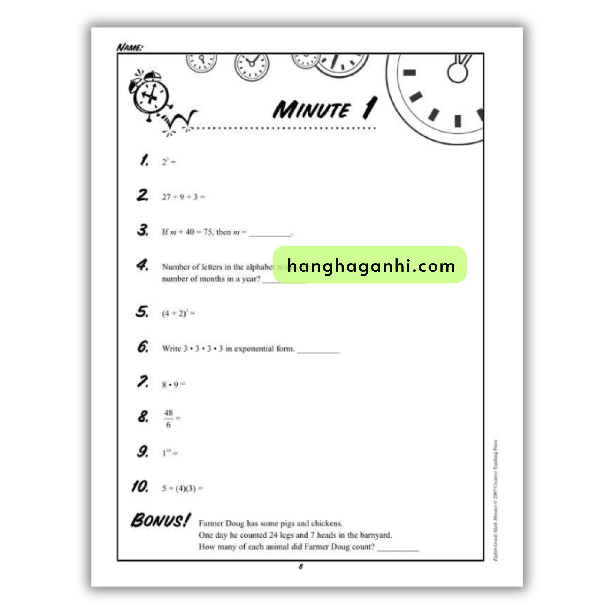 Math Minutes Grade 8- Sách Toán Tiếng Anh cho bé lớp 8_thumbnail_2