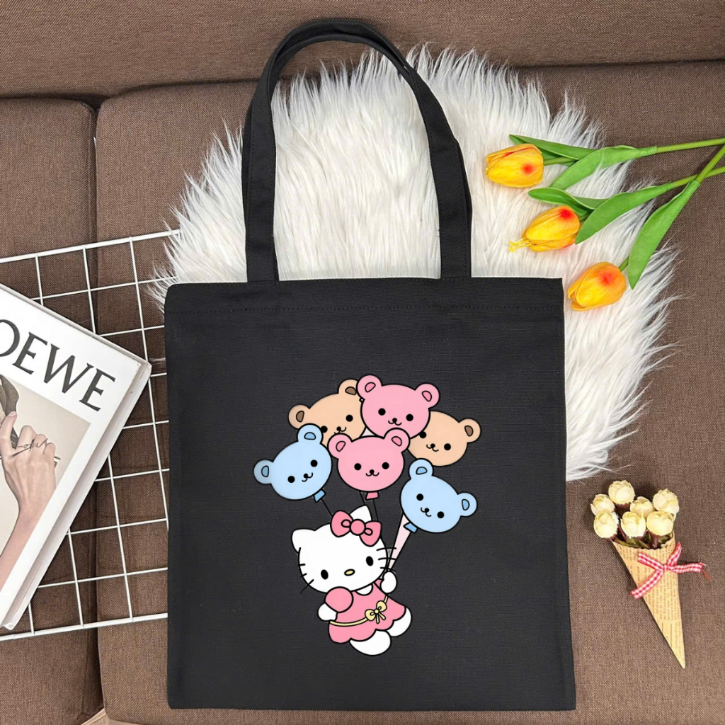 Túi tote vải canvas đeo vai hình HELLO KITTY dễ thương, có khóa kéo và ngăn phụ - WTU03_thumbnail_18