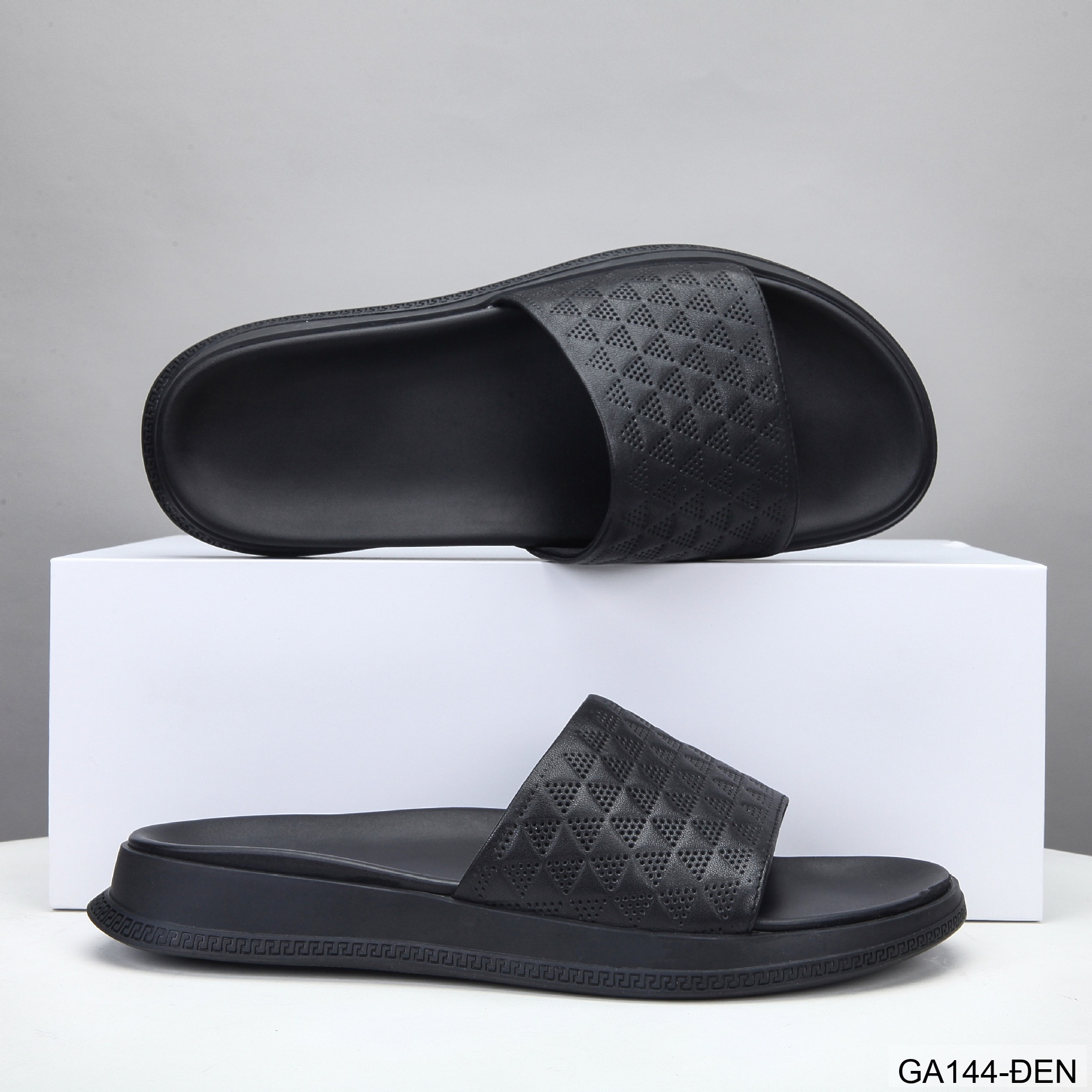 GA144 - Dép nam da thật đế cao su thoáng khí, kiểu dáng thời trang dễ phối đồ màu đen_thumbnail_2