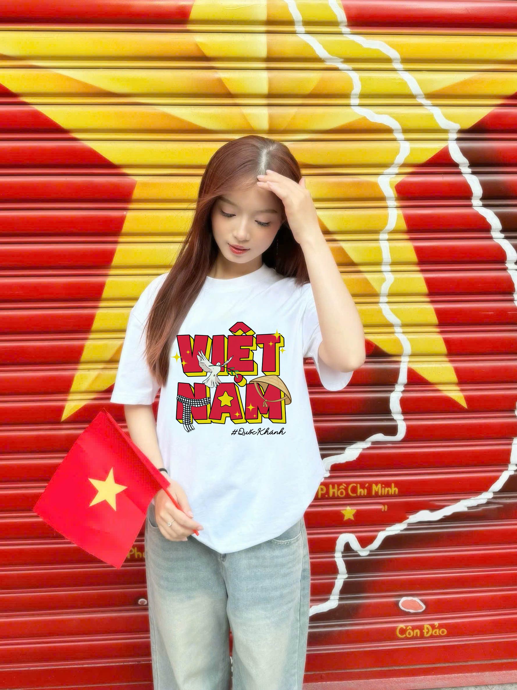 Áo thun Việt Nam nón lá ATD2471 Miucho vải cotton thoáng mát tay ngắn cổ tròn form oversize_thumbnail_2