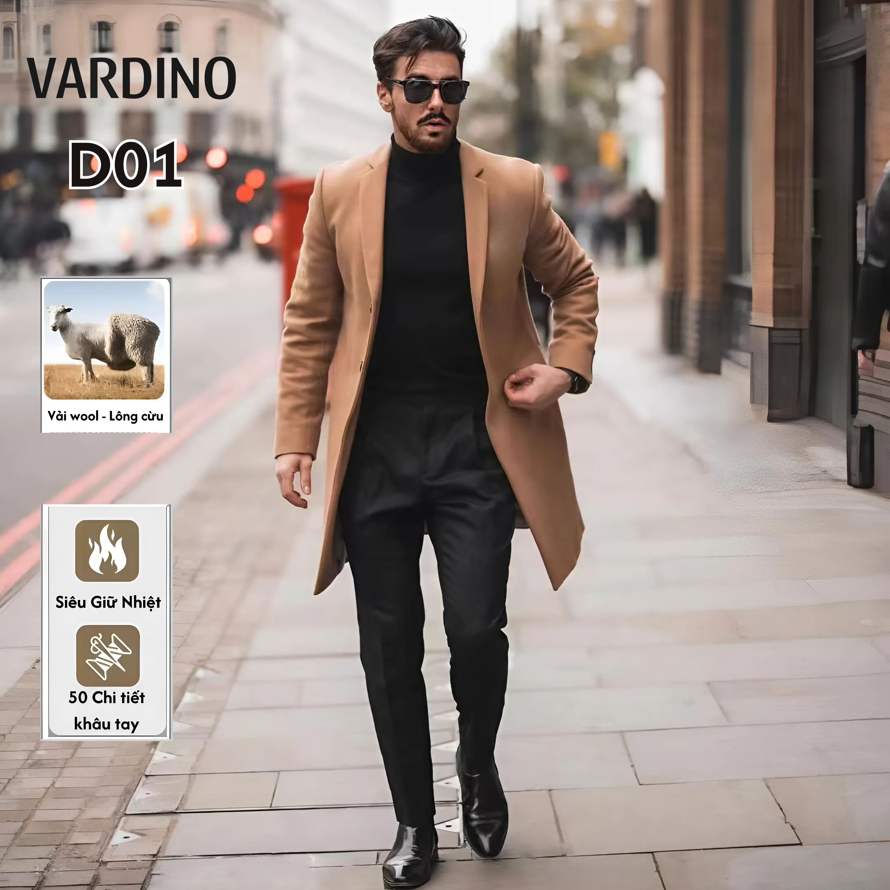 Áo khoác Mangto dáng dài lông cừu 2 lớp D01