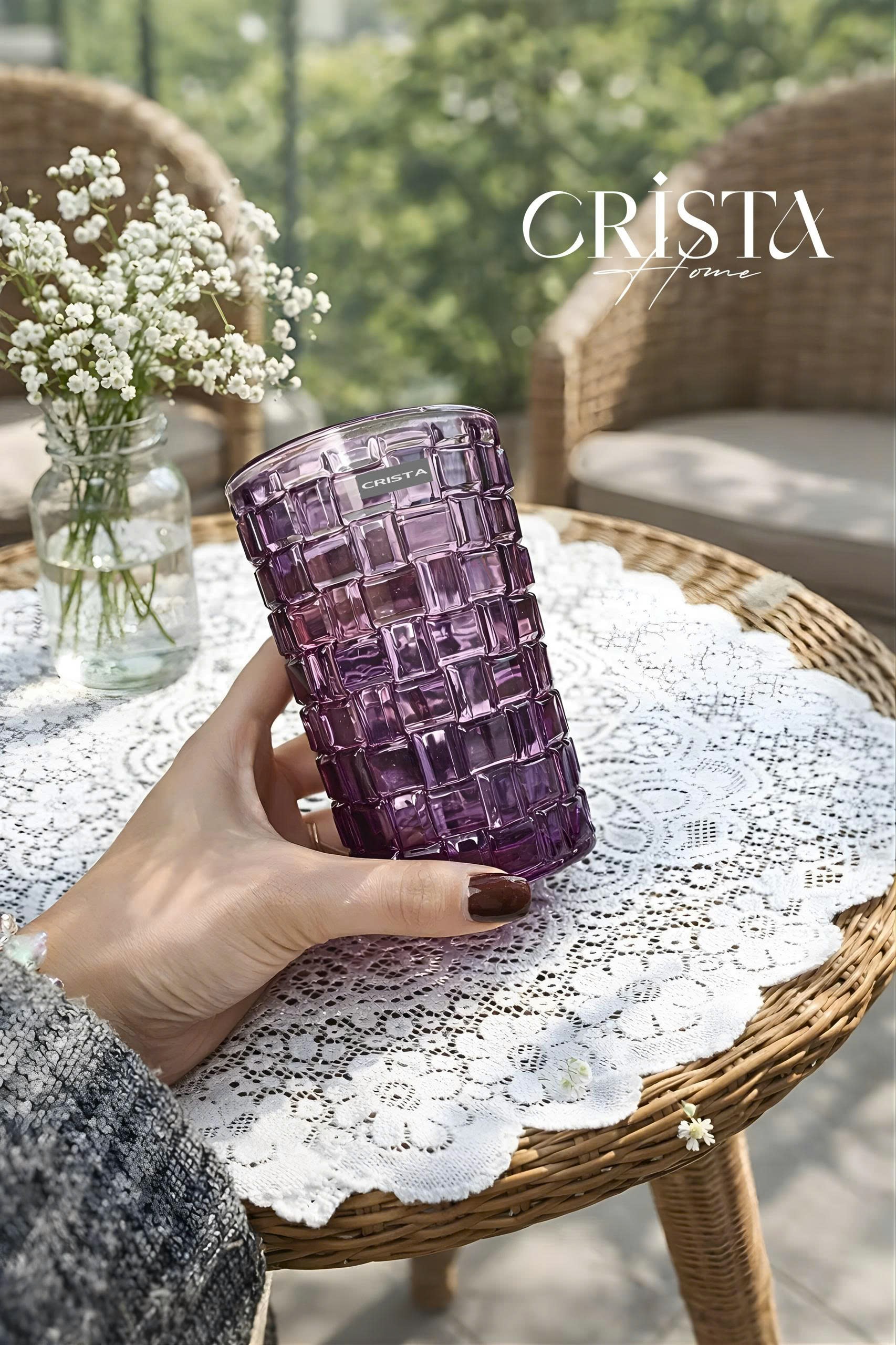 Bộ 6 cốc thủy tinh CRISTA HOME vân Caro to 350 ml_thumbnail_53