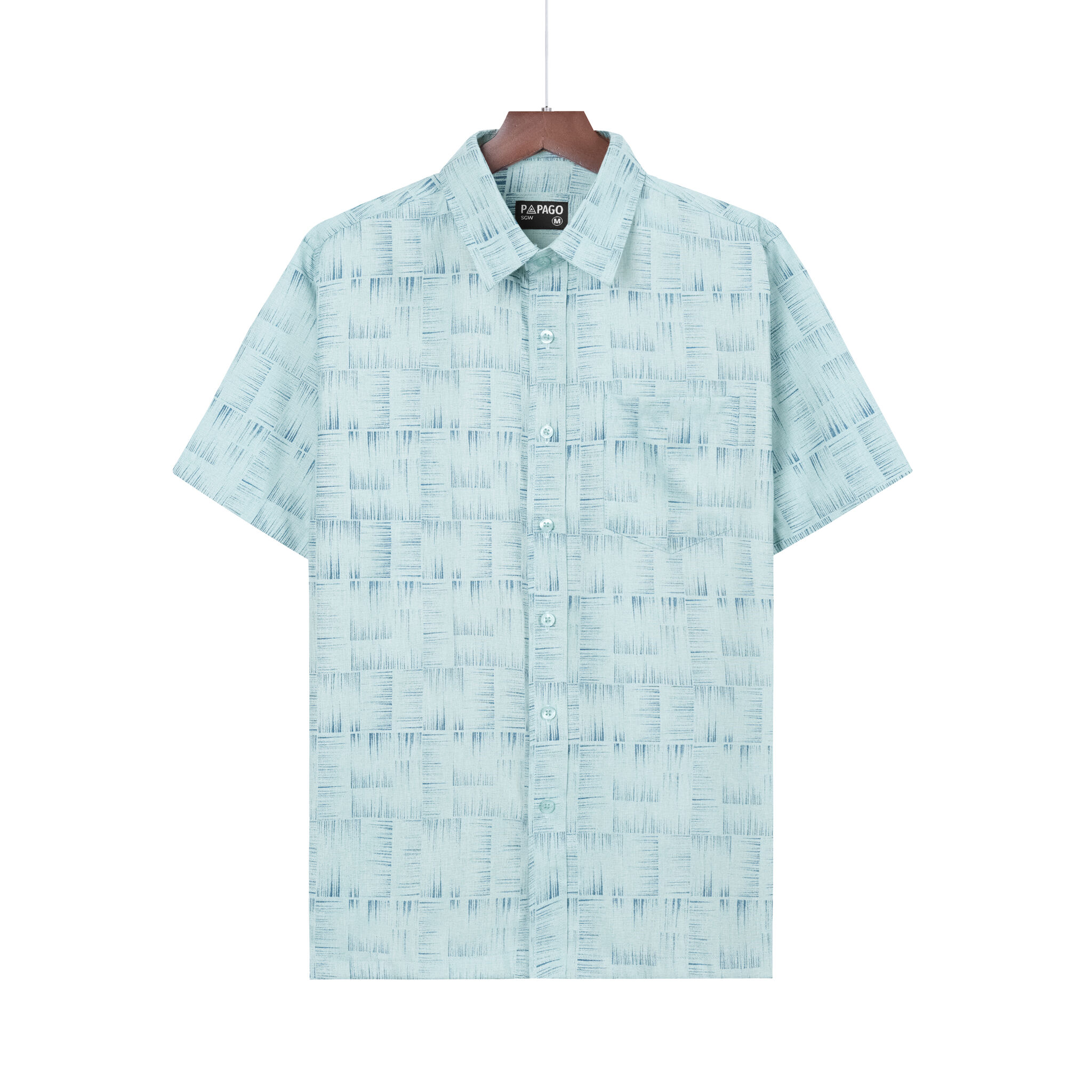 [MỚI] Áo sơ mi nam trung niên PAPAGO vải xô đũi in họa tiết tay ngắn lai ngang - P25SNHT014