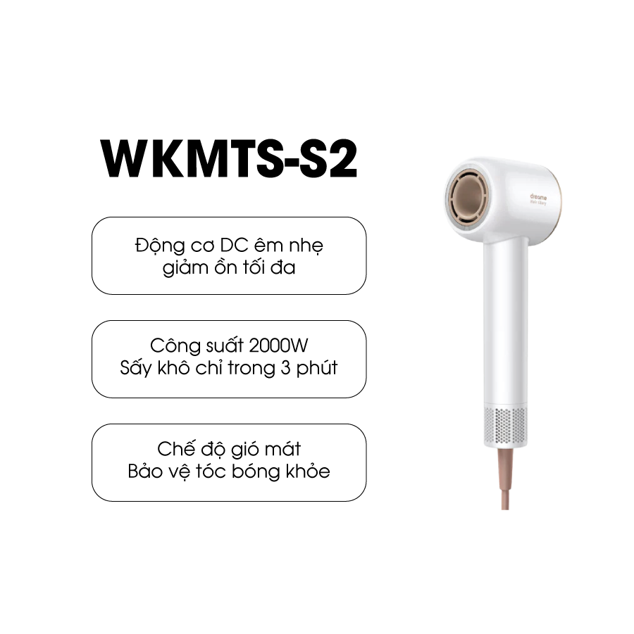 MÁY SẤY TÓC CÔNG SUẤT CAO CHĂM SÓC TÓC CHUẨN SALON WINKI WKMST-S2 - WKMST-S2