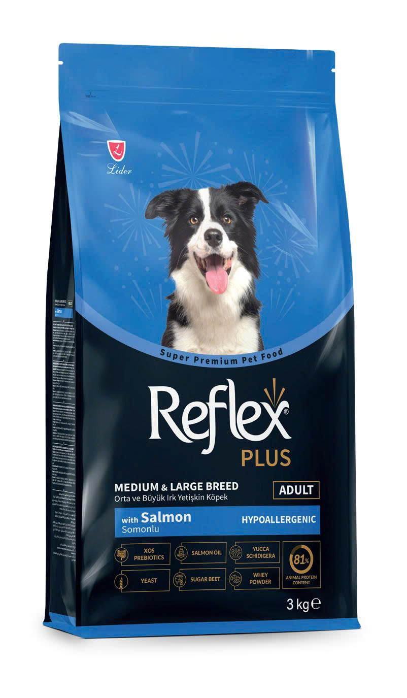 Thức ăn cho chó Reflex Plus Medium & Large Breed Adult Dog Food Salmon (vị cá hồi) 3kg