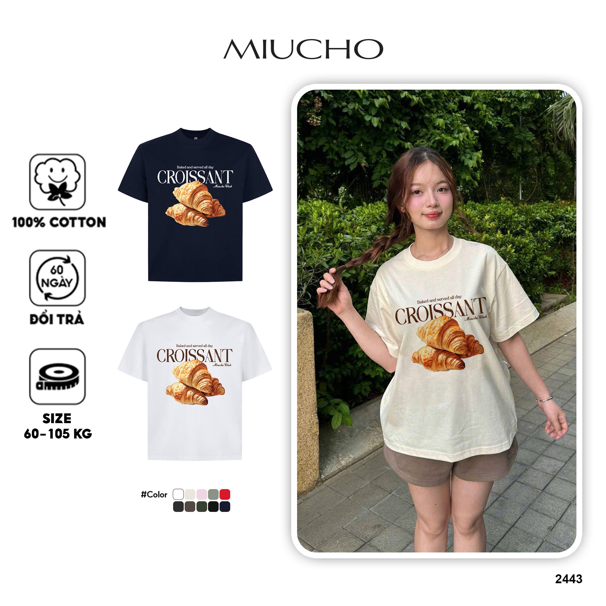 Áo thun boxy phong cách Hàn Quốc AXD2443 Miucho tay ngắn cổ tròn chất cotton co giãn dày dặn thoáng mát_thumbnail_1