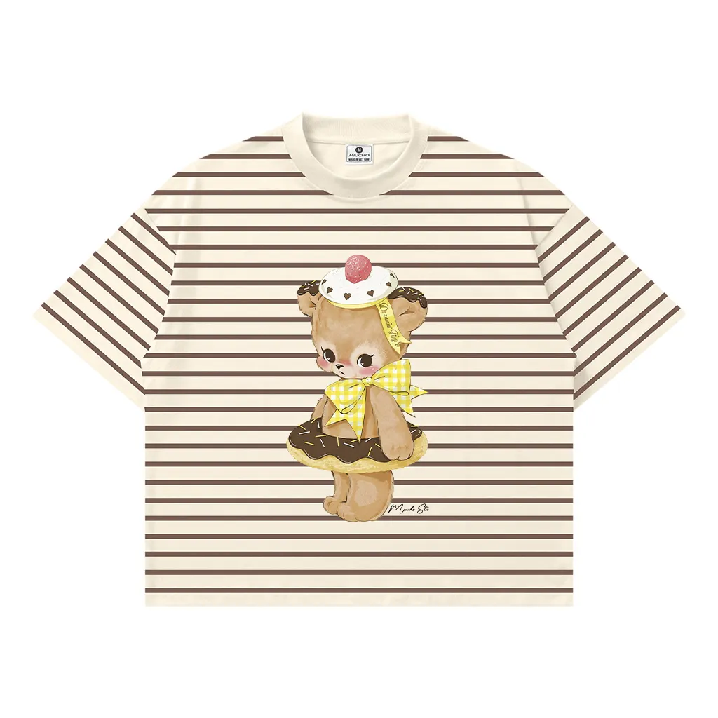 Áo thun boxy nữ Miucho vải borip mềm mại thoáng mát gấu dễ thương sọc mix màu in artwork 2731_thumbnail_8