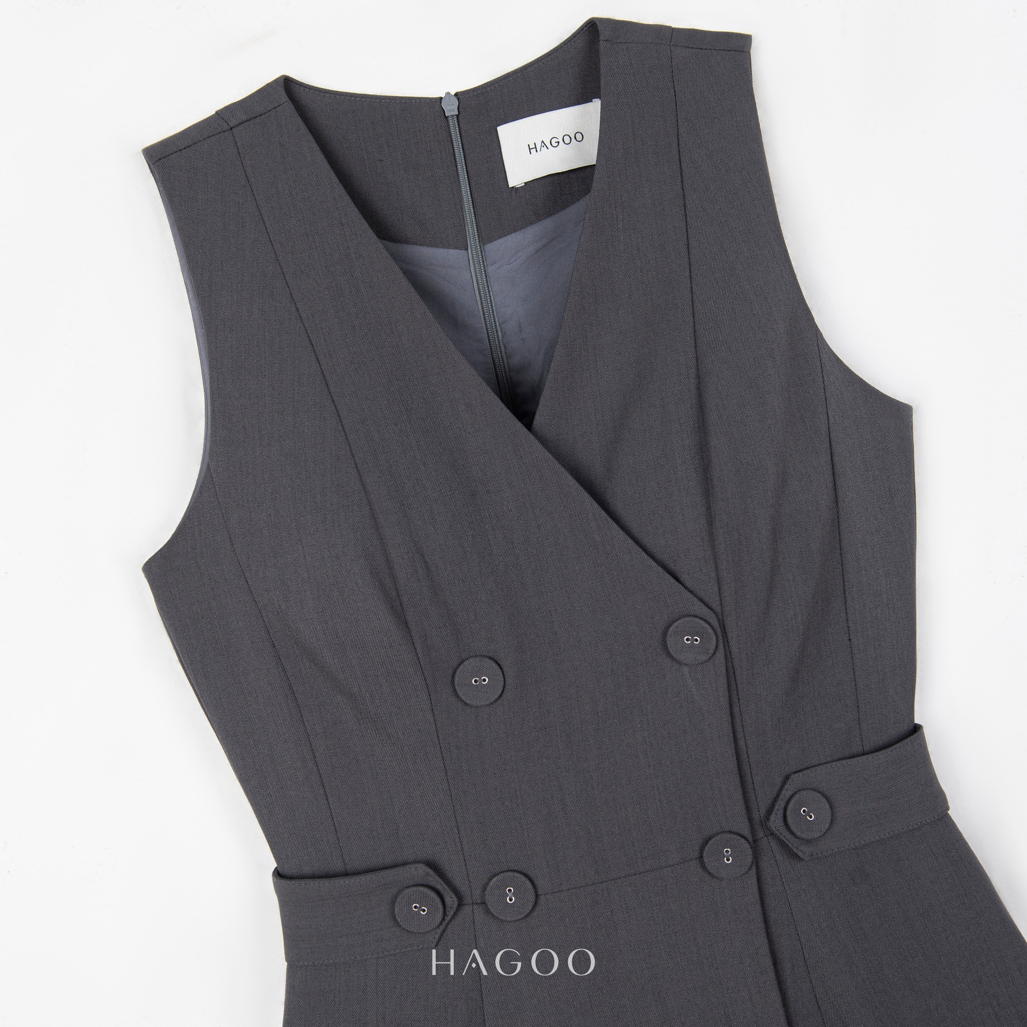 Váy xám nhiều cúc HAGOO_thumbnail_5