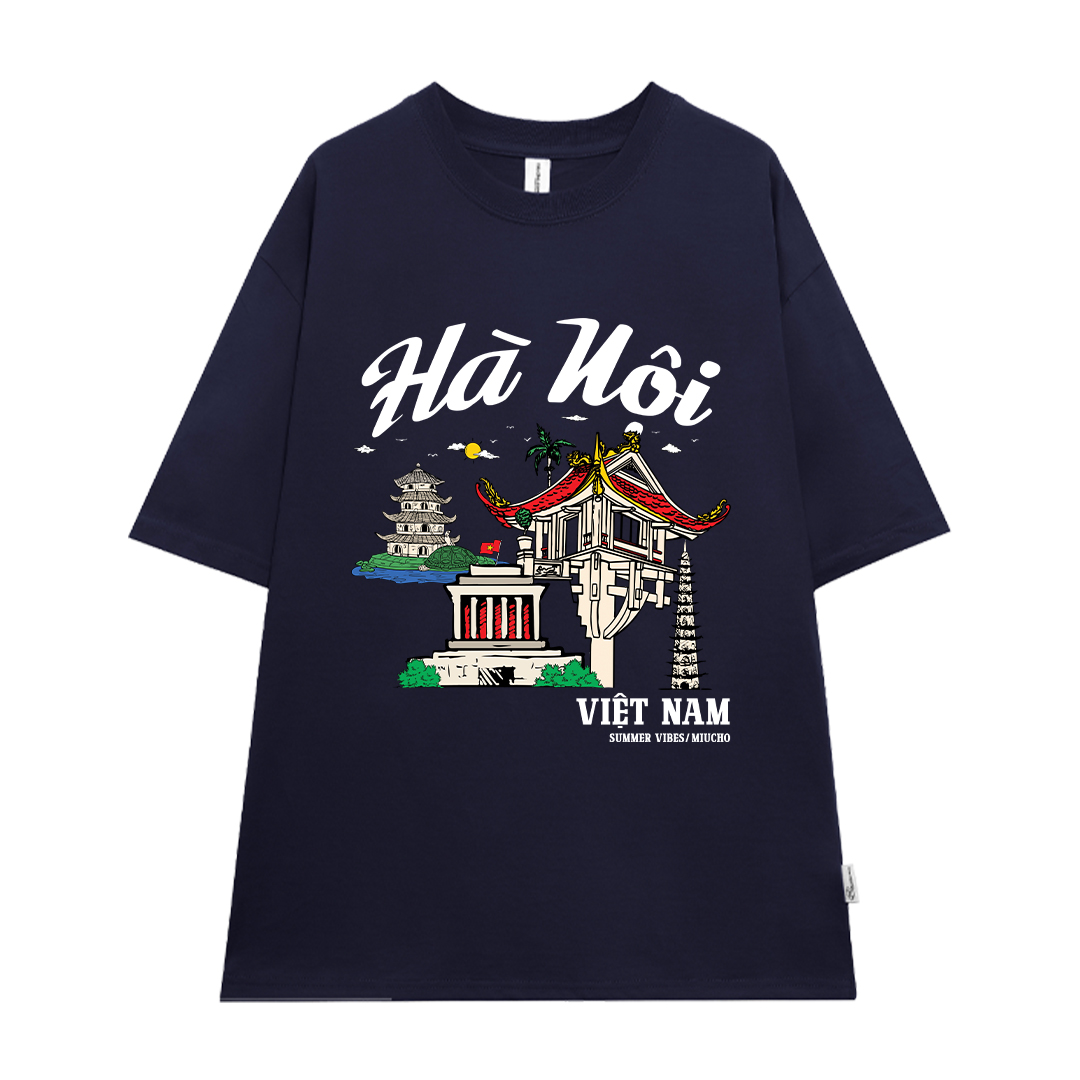 Áo thun du lịch Hà Nội ATD1264 Miucho vải cotton thoáng mát in mix_thumbnail_17