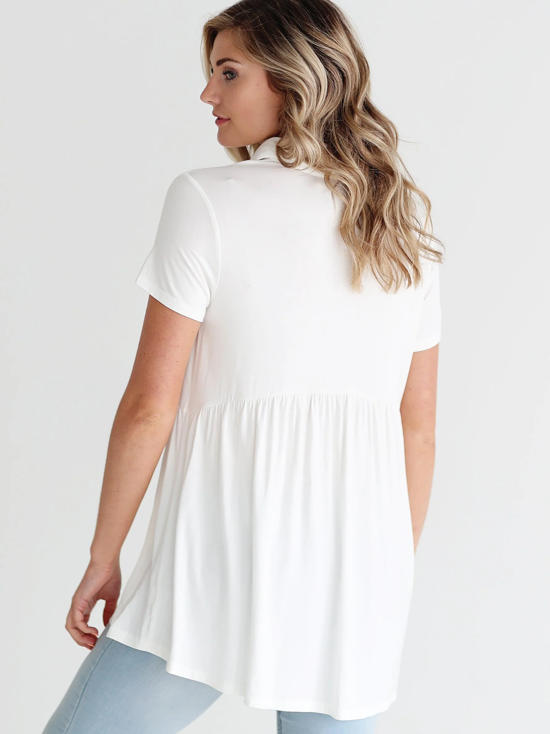 Ivory DLMN Button Up Babydoll Top_thumbnail_2